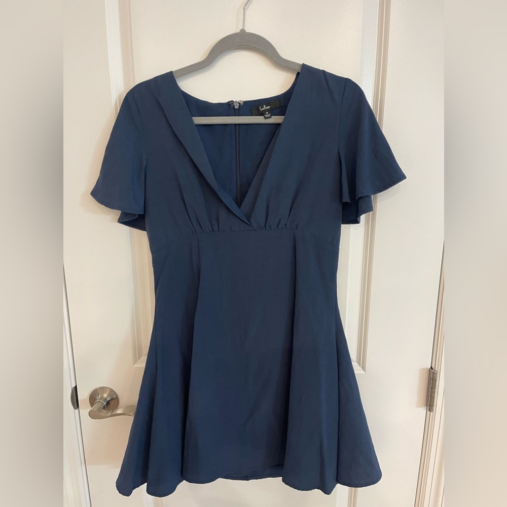 Navy Lulus fit/flare dress.